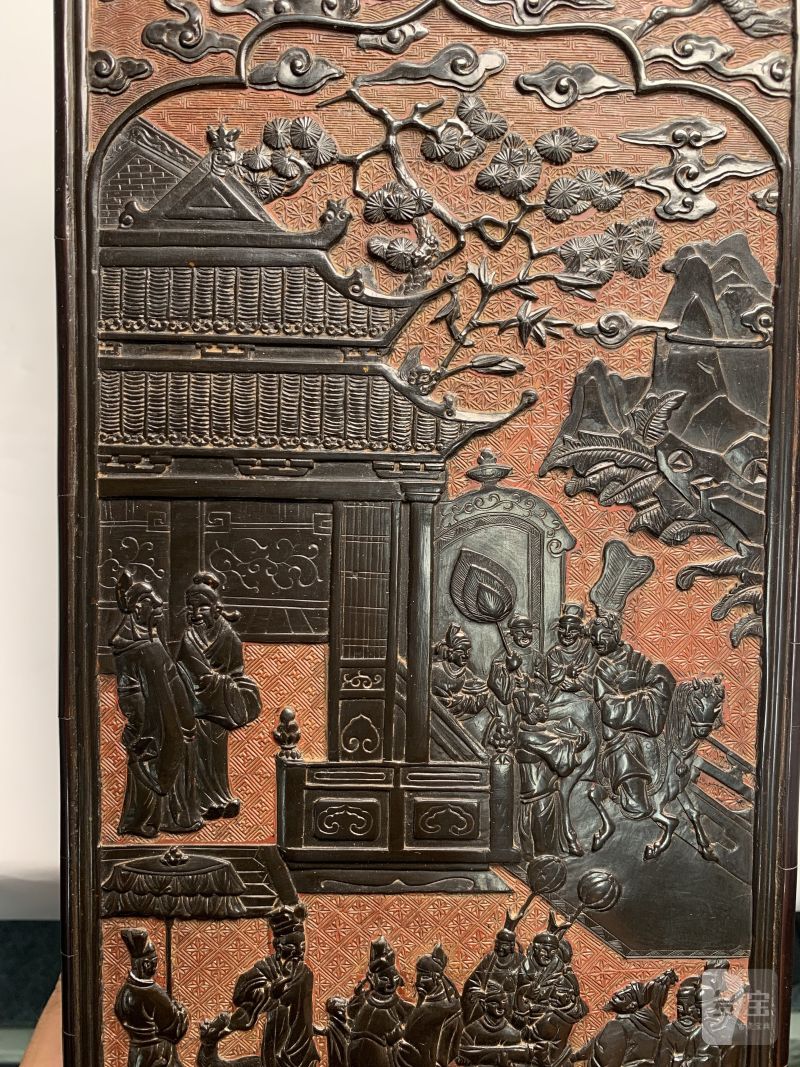 明早期 金黄地剔黑郭子仪祝寿长方盒 - 图6